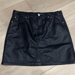 Black Faux Leather Skirt